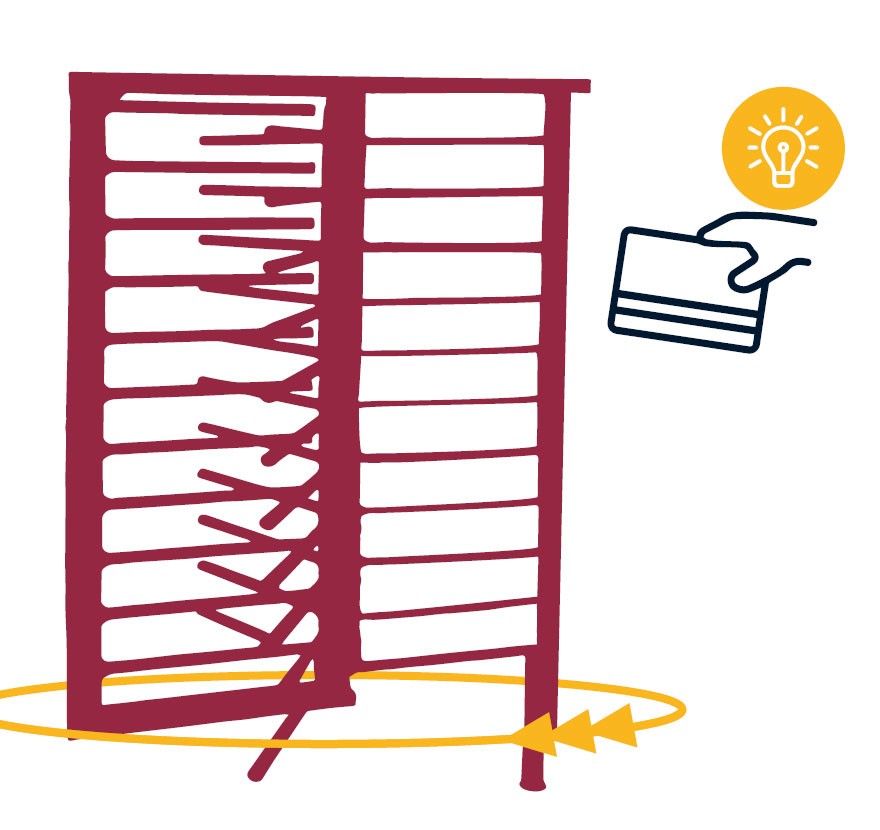 Utilisez les tourniquets pour entrer à l'Ecole des Métiers